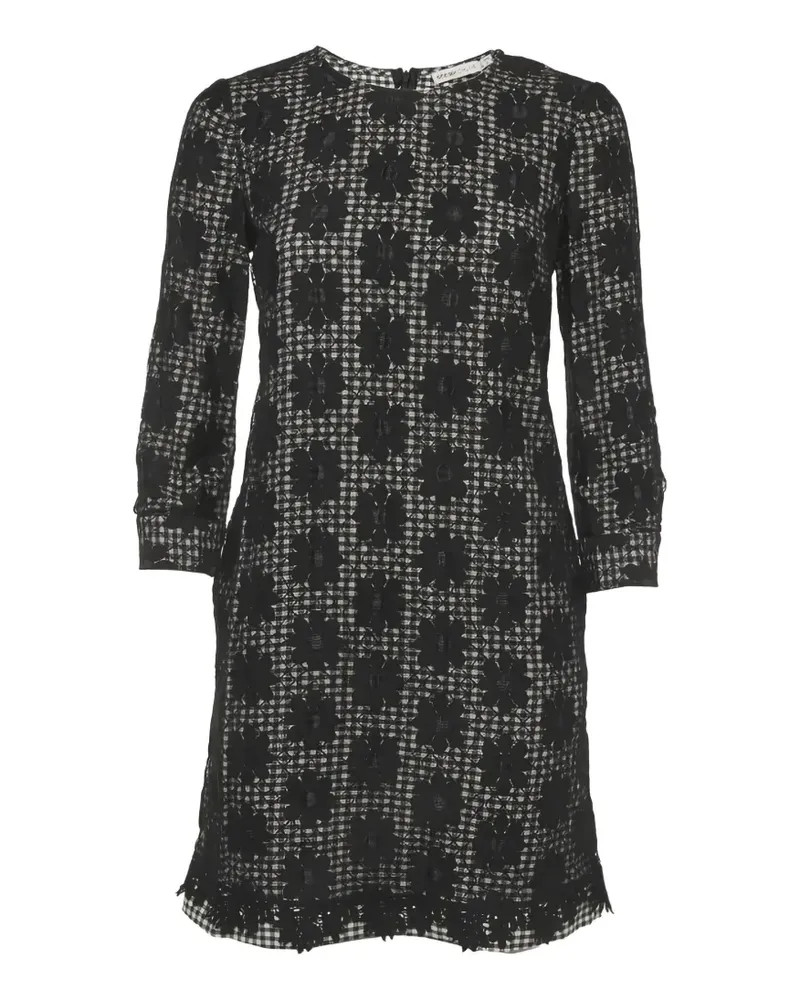 See by Chloé checkered floral-mesh shift dress - Schwarz Schwarz