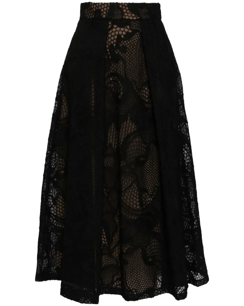 Elie Saab Bestickter Midirock - Schwarz Schwarz
