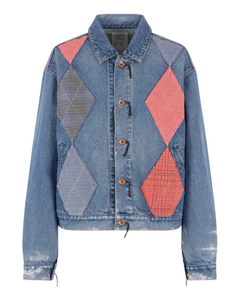 KURO Argyle Sashiko denim jacket - Blau Blau