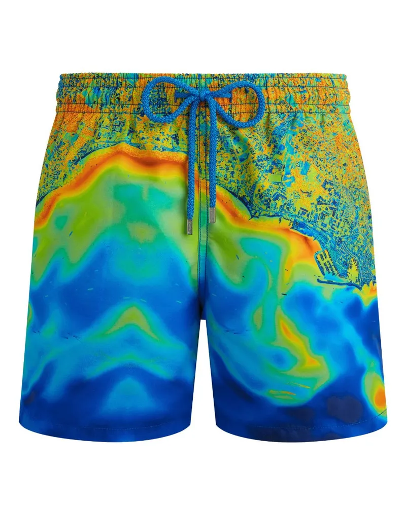 Vilebrequin Badeshorts mit Bathymetry des Oceans-Print - Blau Blau
