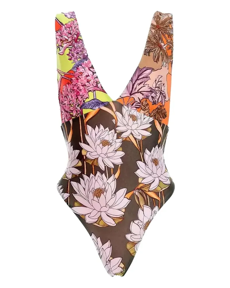 AGUA BENDITA Tulpen-Badeanzug mit Blumen-Print - Weiß Weiß