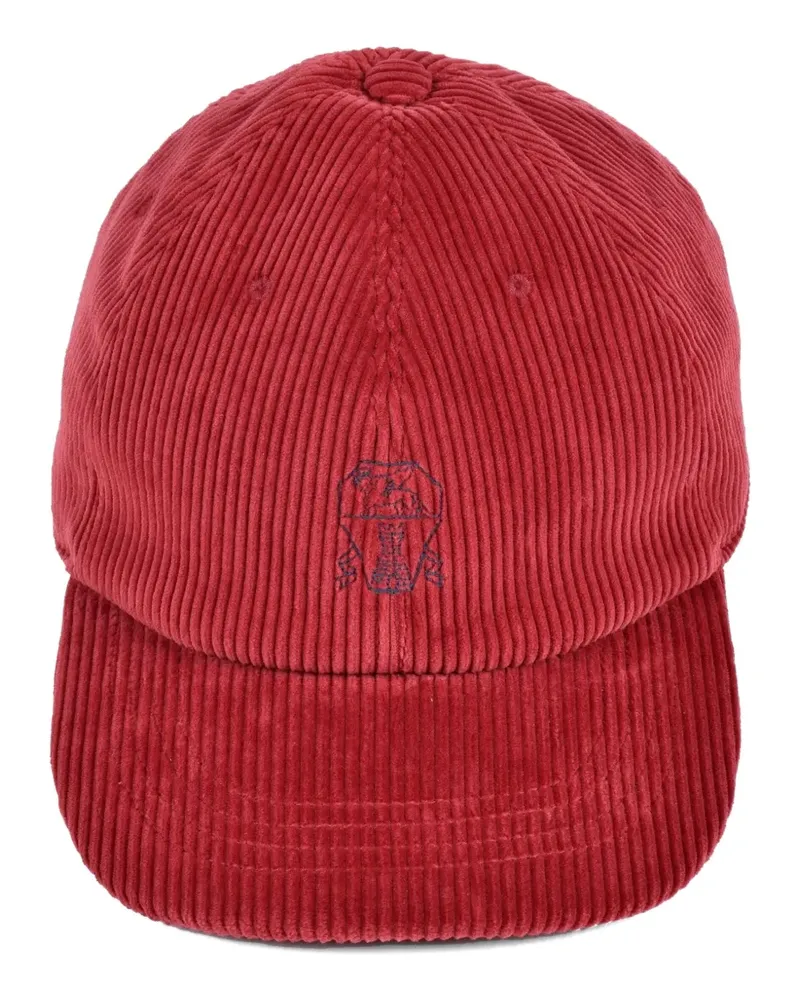 Brunello Cucinelli Bestickte Baseballkappe aus Cord - Rot Rot