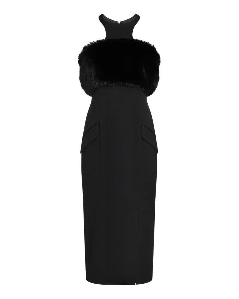 Karl Lagerfeld Kleid mit Faux Fur-Besatz - Schwarz Schwarz