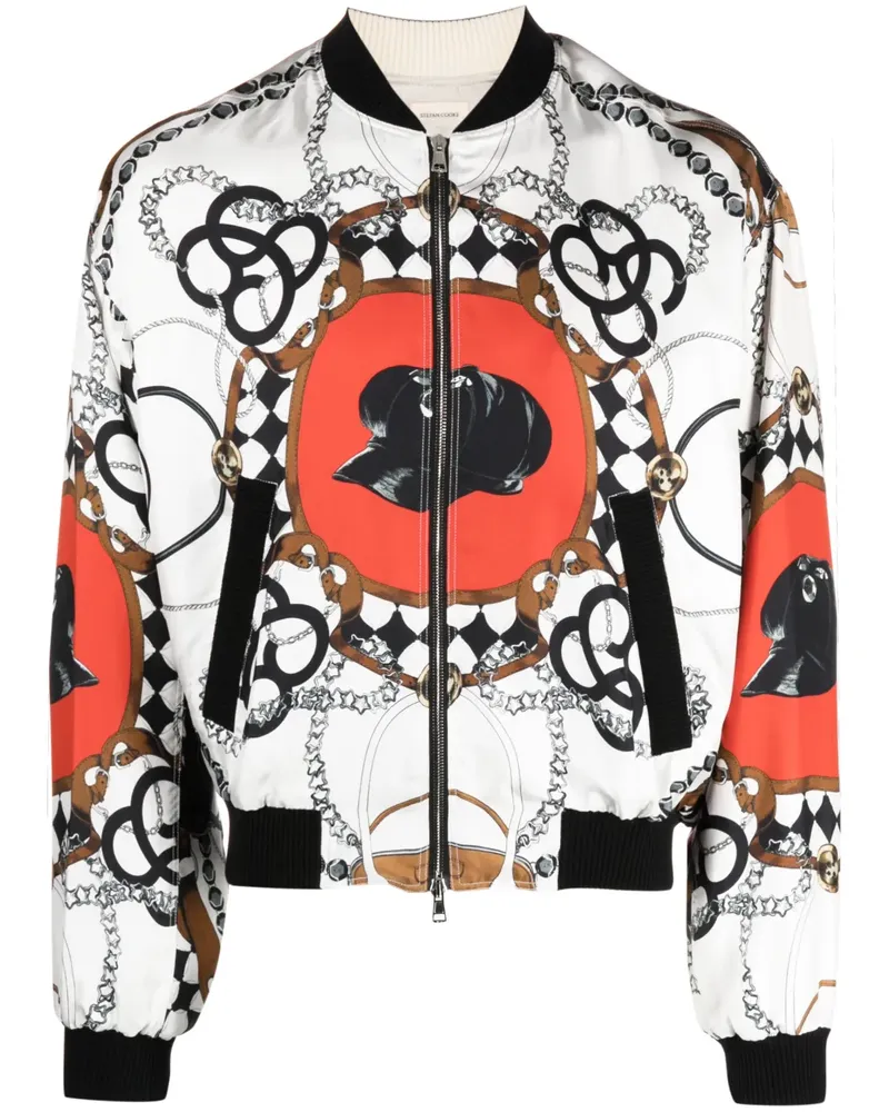 STEFAN COOKE Bomberjacke mit grafischem Print - Weiß Weiß