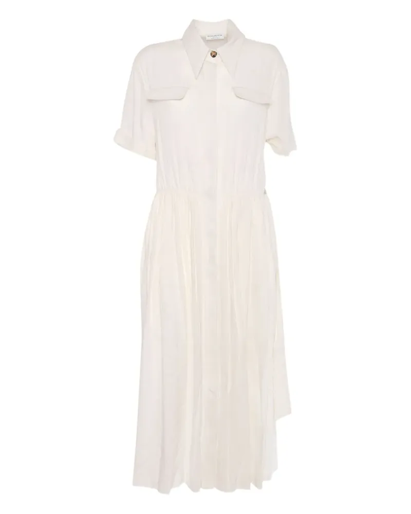 Ballantyne Gerafftes Kleid mit Tasche - Weiß Weiß