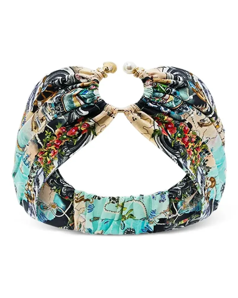 Camilla crystal-embellished printed headband - Blau Blau