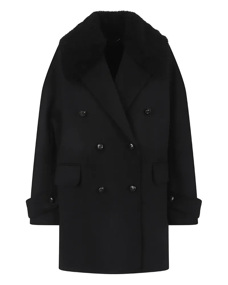 Ermanno Scervino fur-collar double-breasted coat - Schwarz Schwarz