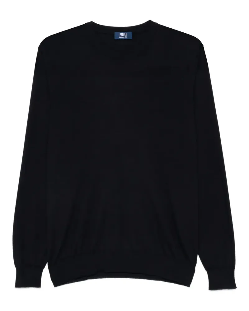 Fedeli Langarmshirt mit rundem Ausschnitt - Blau Blau