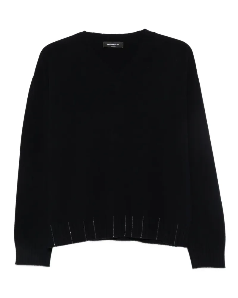 Fabiana Filippi bead-embellished V-neck sweater - Blau Blau