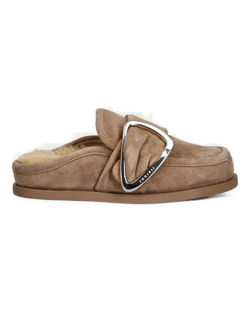 INUIKII buckle-detail suede mules - Nude Nude