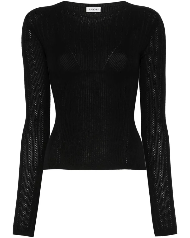 Lanvin Gerippter Strickpullover - Schwarz Schwarz