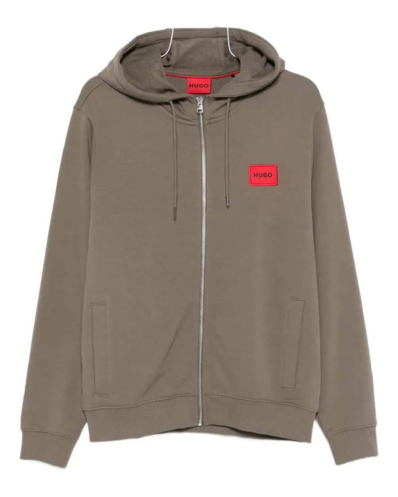 HUGO BOSS logo-patch zip-up hoodie - Nude Nude