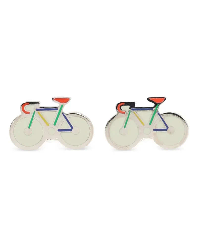 Paul Smith Emaillierte Manschettenknöpfe mit Fahrradmotiv - Silber Silber