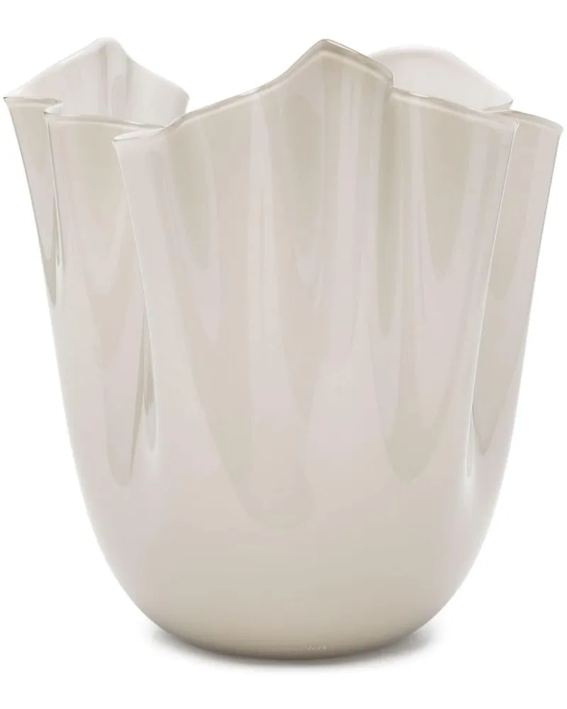 Venini Fazzoletto Vase aus Muranoglas (23cm x 22cm) - Nude Nude