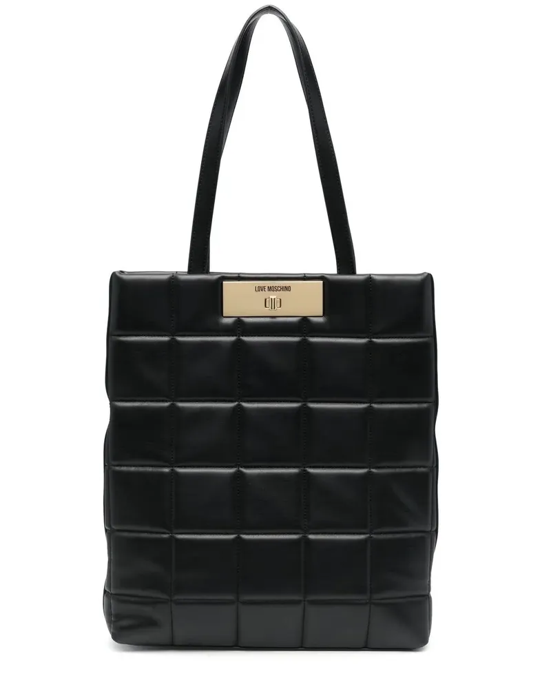 Moschino Gesteppte Schultertasche - Schwarz Schwarz