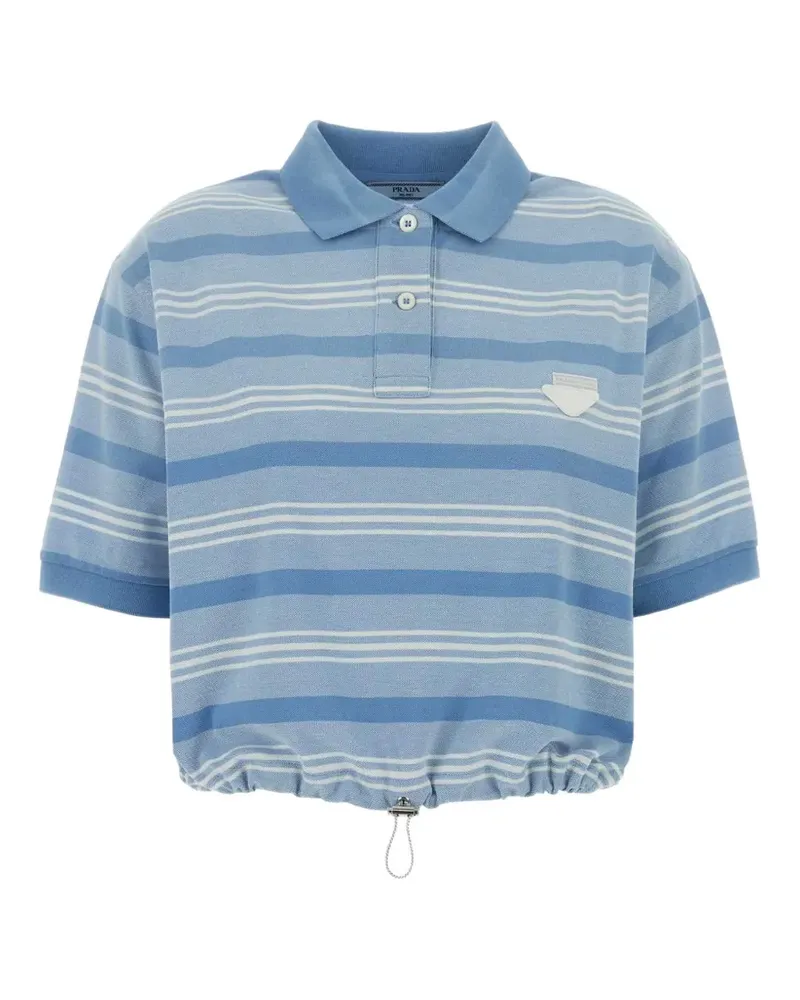 Prada Gestreiftes Poloshirt mit Stickerei - Blau Blau
