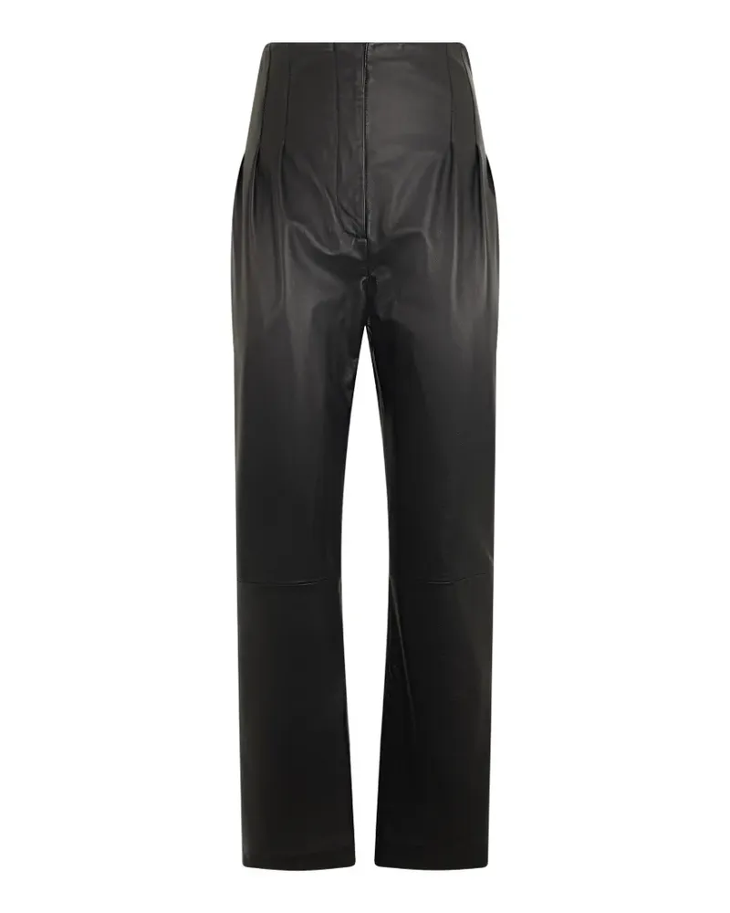 Alberta Ferretti Lederhose mit Bundfalten - Schwarz Schwarz