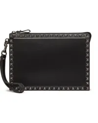 Valentino Garavani Rockstud Clutch aus Leder Schwarz