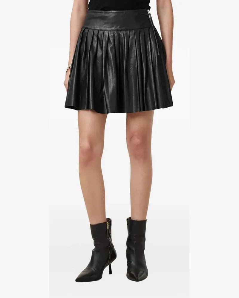 AllSaints Lederrock mit Falten - Schwarz Schwarz