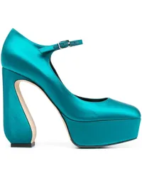 Sergio Rossi Plateau-Pumps in Satinoptik Blau