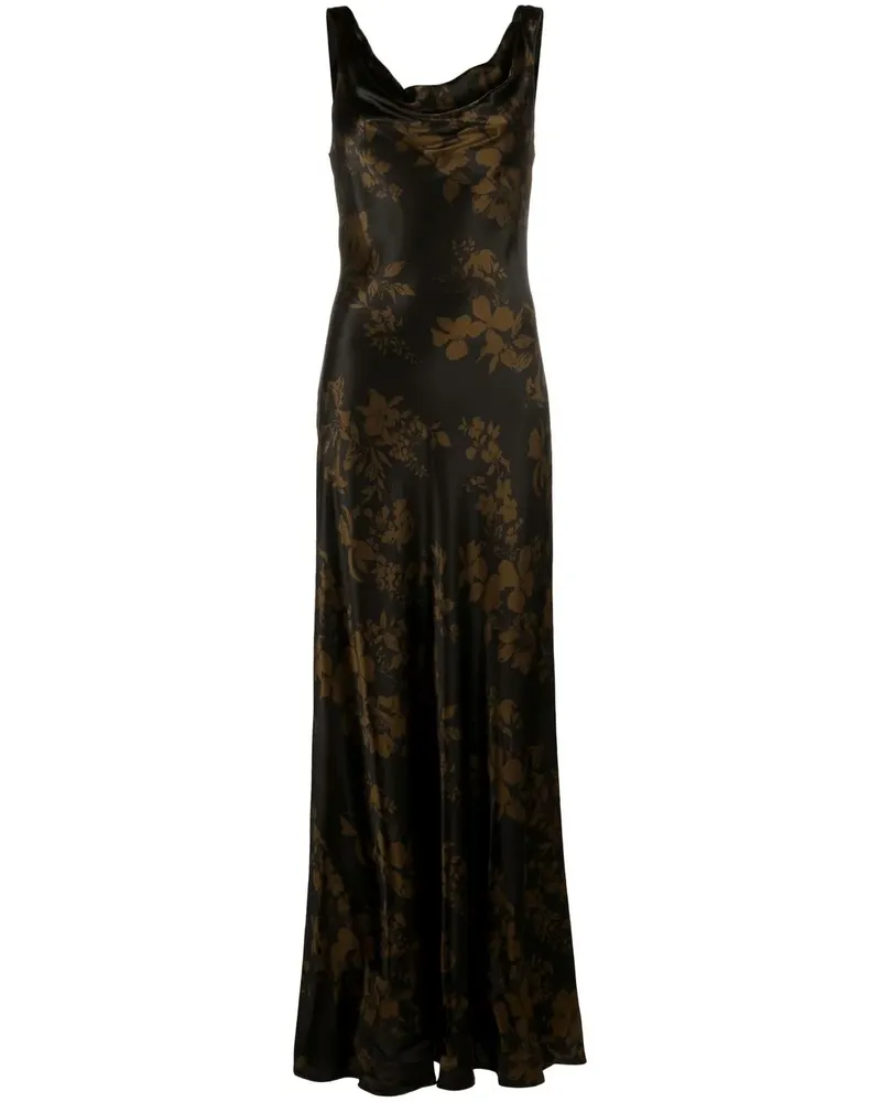 Reformation Annabelle Seidenrobe - Schwarz Schwarz