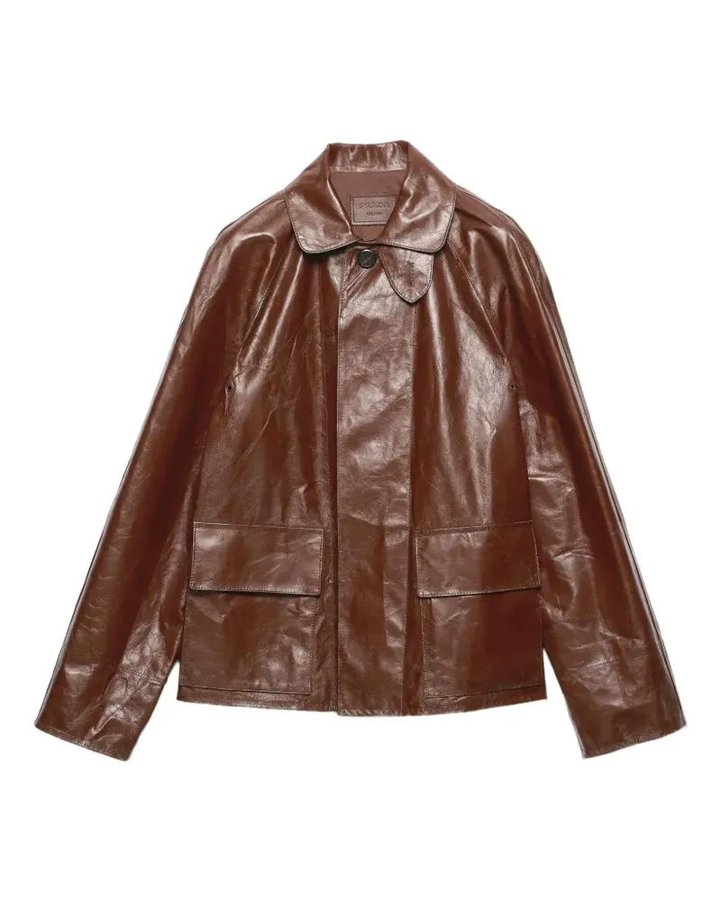Prada flapped patch leather jacket - Braun Braun