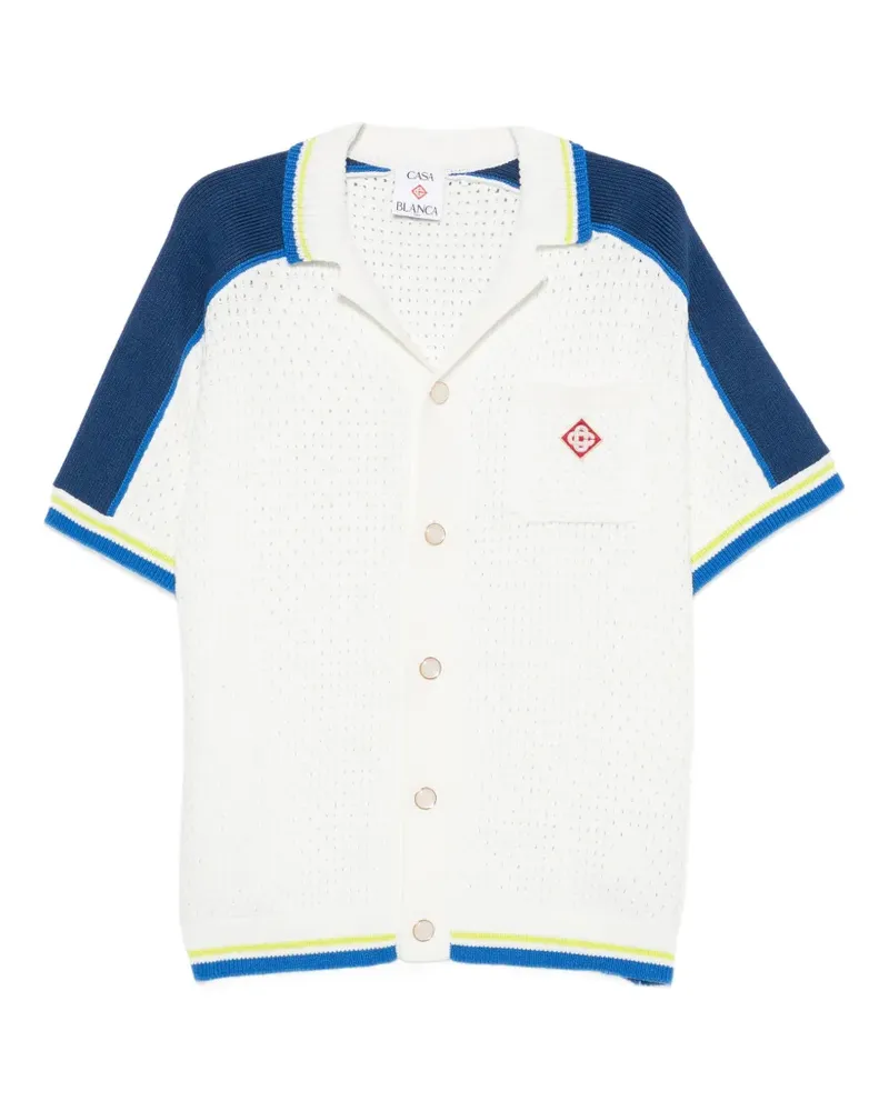 Casablanca Paris open-knit striped-trim shirt - Weiß Weiß