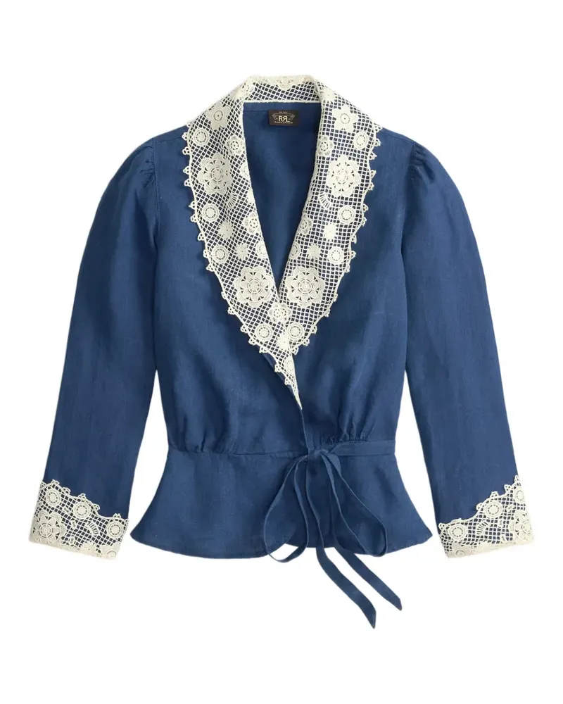 Ralph Lauren Bluse mit Spitzenbesatz - Blau Blau