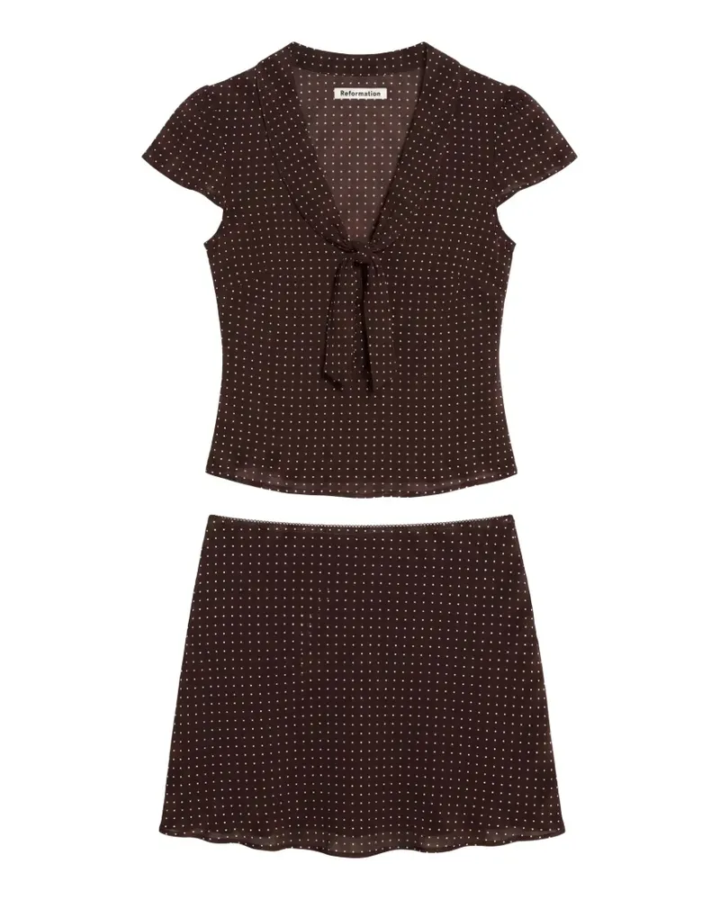 Reformation Zweiteiliges Kelson Set mit Polka Dots - Braun Braun