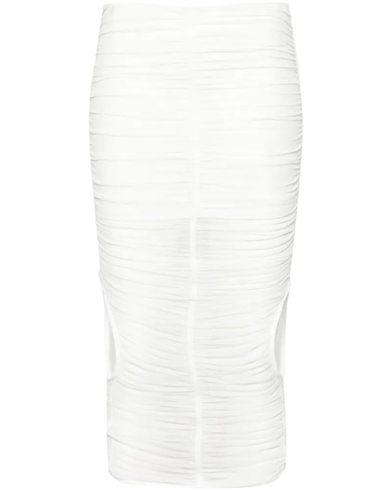 Thierry Mugler Midirock mit Raffungen - Weiß Weiß
