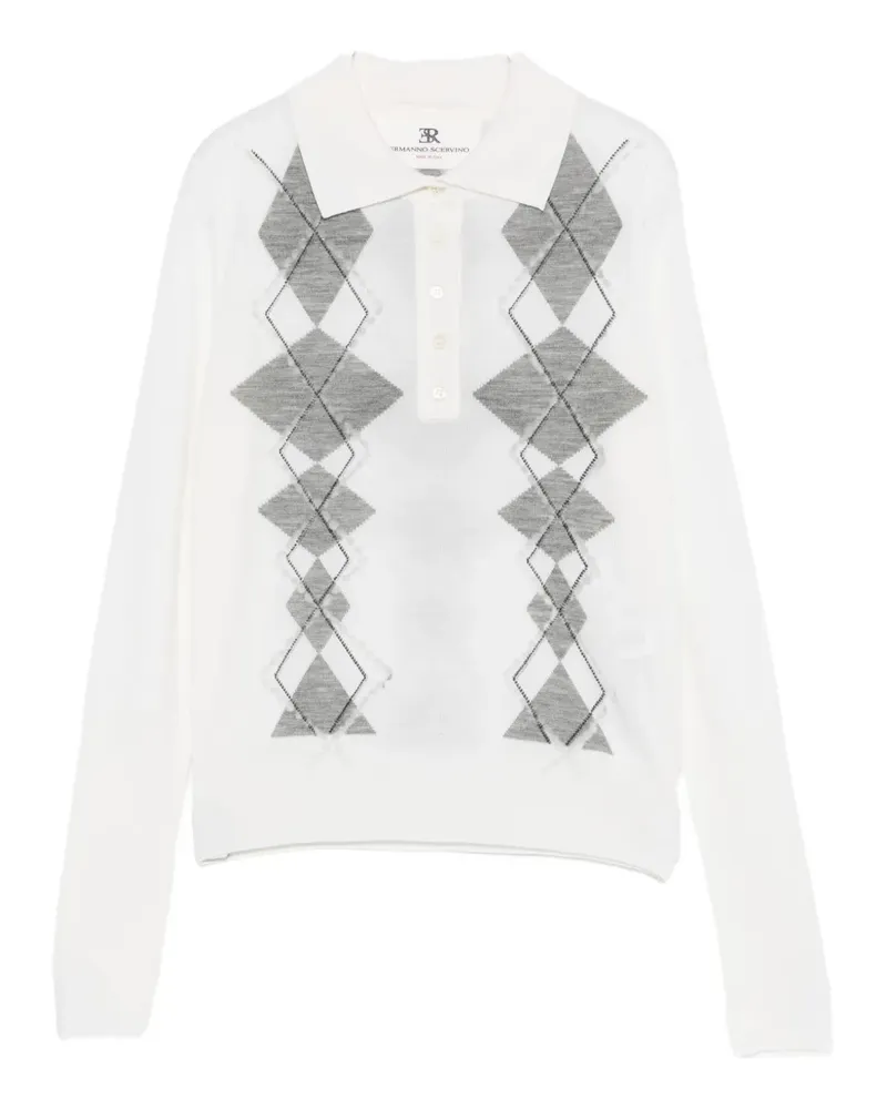 Ermanno Scervino Poloshirt mit Rautenmuster - Weiß Weiß