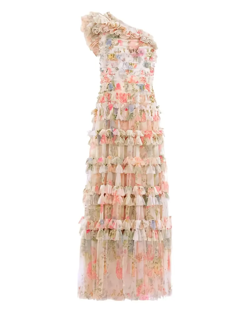 Needle & Thread Gerüschtes Lisette One-Shoulder-Kleid - Nude Nude