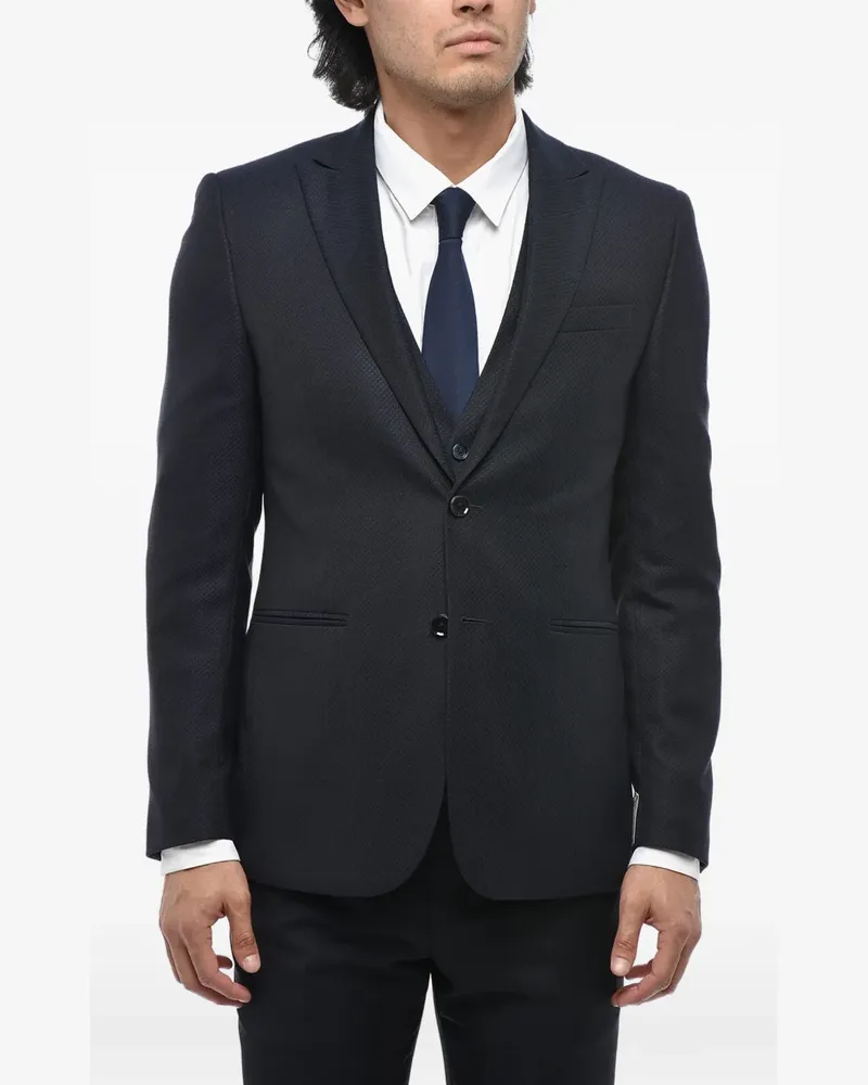 Corneliani jacquard-weave three-piece suit - Blau Blau