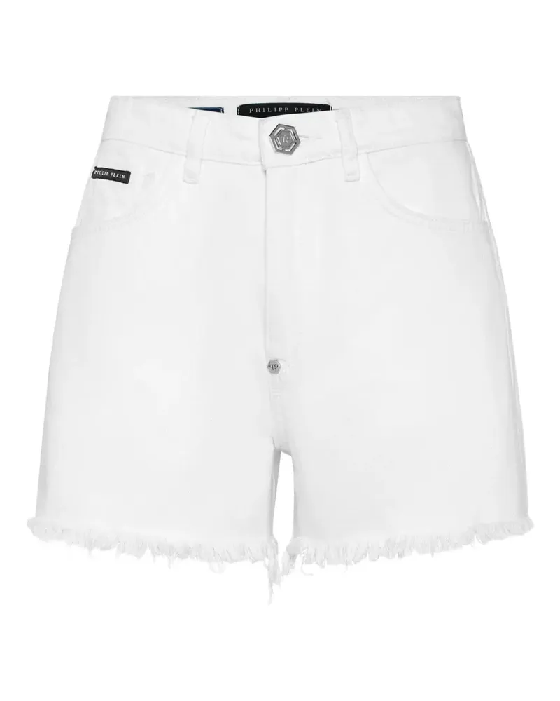 Philipp Plein Jeans-Shorts mit Logo-Stickerei - Weiß Weiß