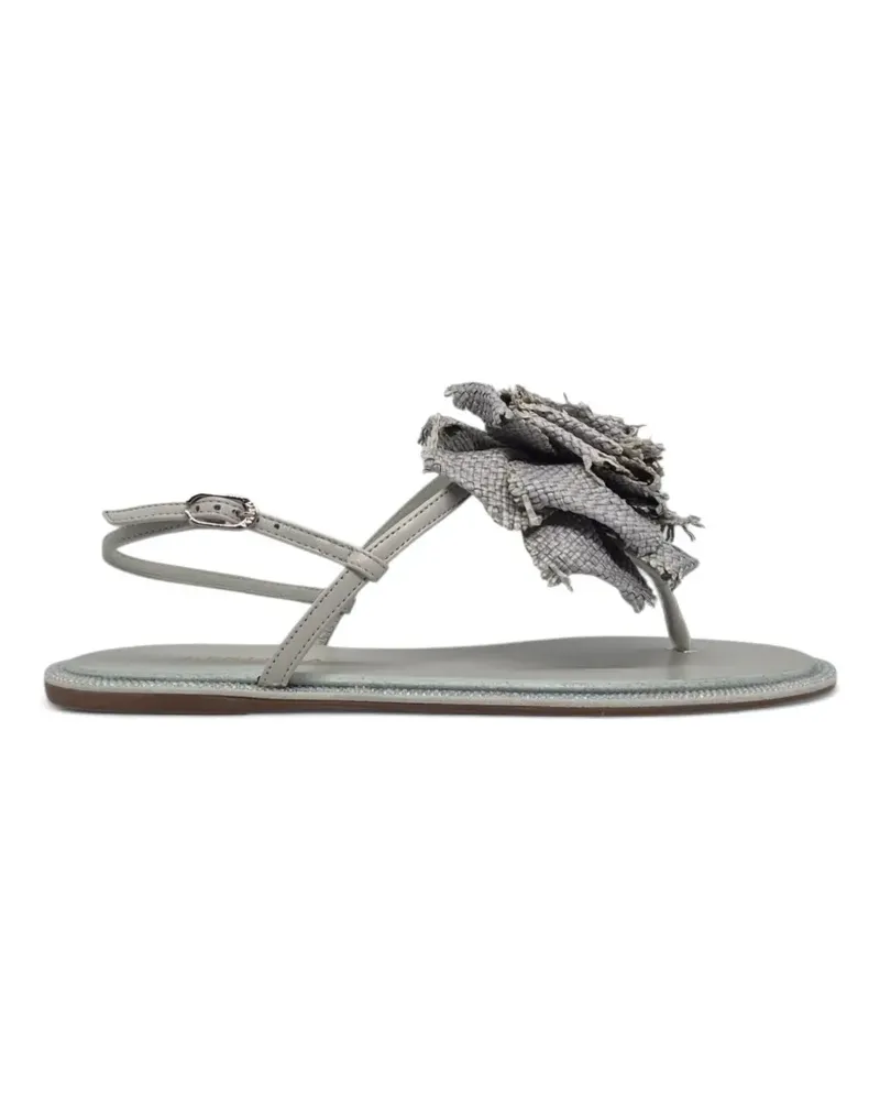Le Silla Kristallverzierte Sandalen mit Blumenapplikation - Grau Grau
