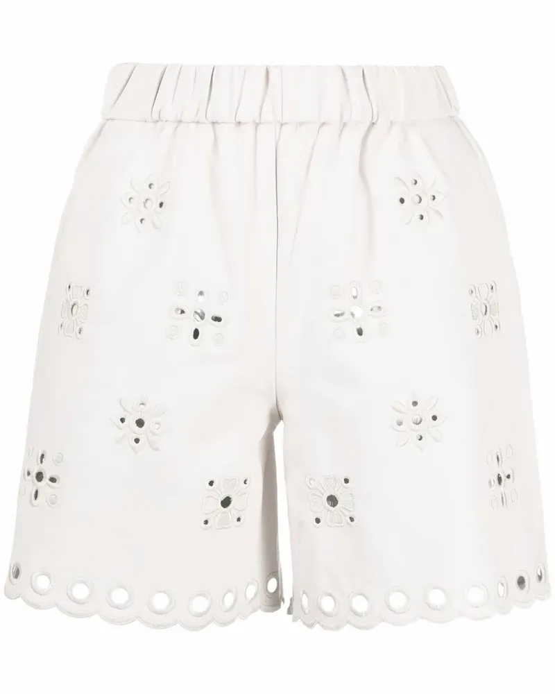 RED Valentino Ledershorts mit Lochstickerei - Weiß Weiß