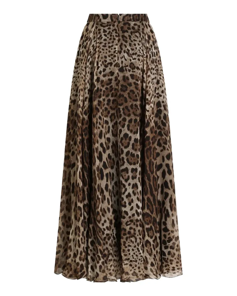 Dolce & Gabbana leo-print chiffon skirt - Nude Nude