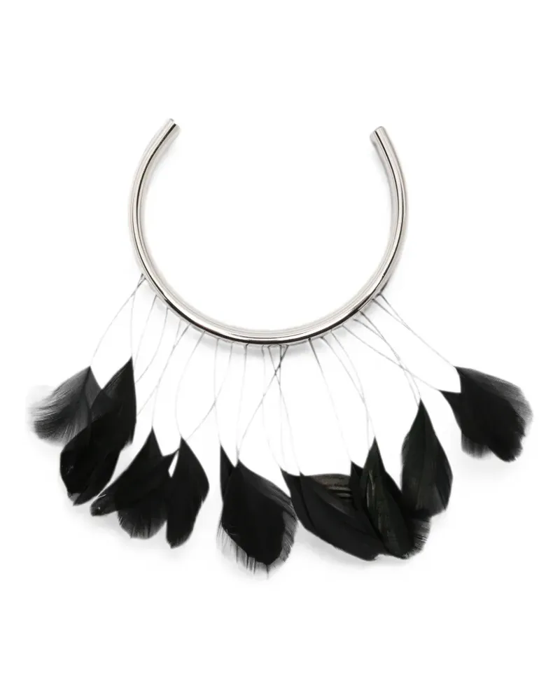 Patrizia Pepe feather-trim torque necklace - Silber Silber