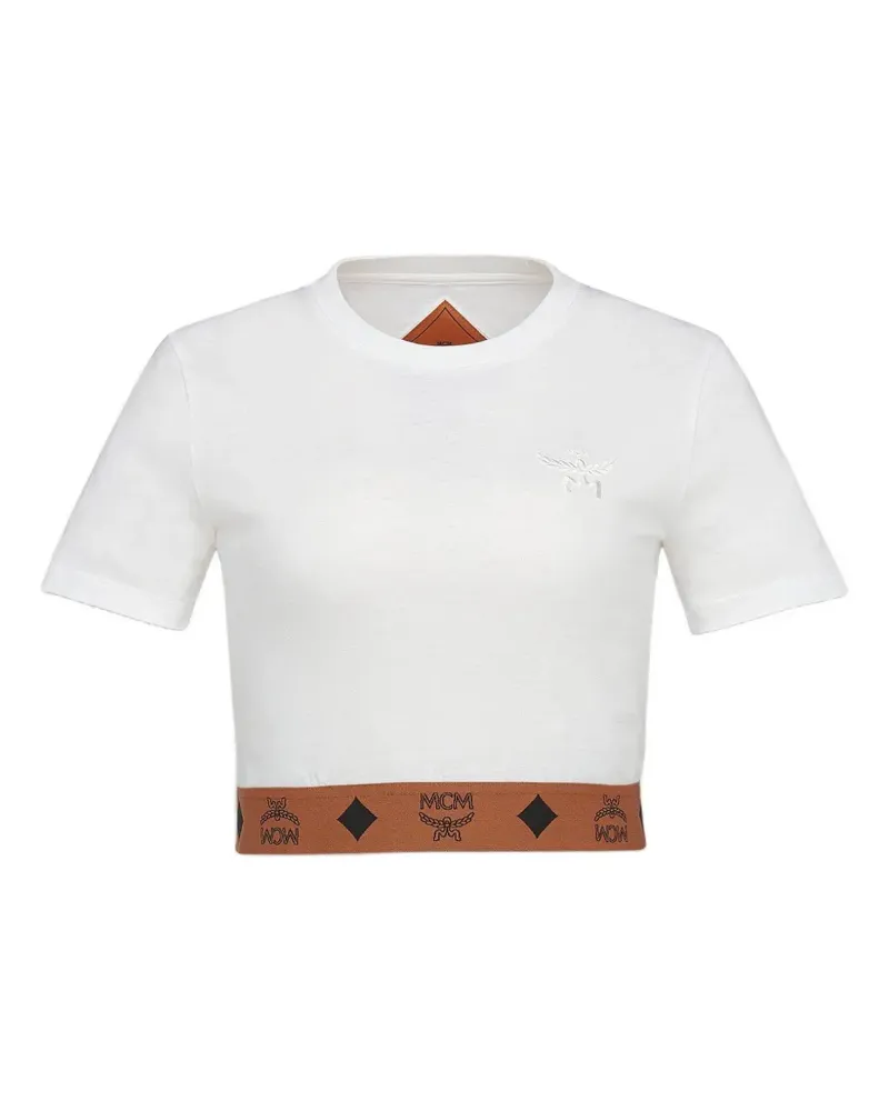 MCM Visetos Cropped-T-Shirt aus Baumwolle mit Monogramm - Weiß Weiß