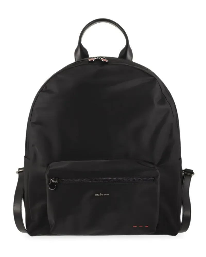 Kiton leather-trimmed zip-fastening backpack - Schwarz Schwarz