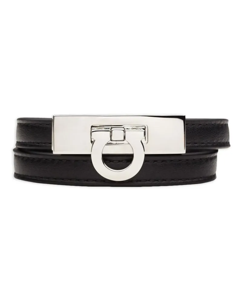 Ferragamo Gewickeltes Gancini Armband Schwarz