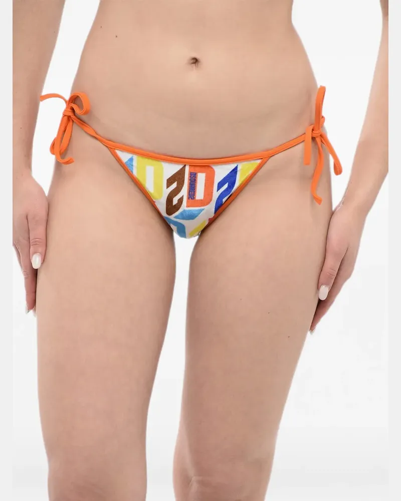 Dsquared2 Bikinihöschen mit Logo-Print - Weiß Weiß