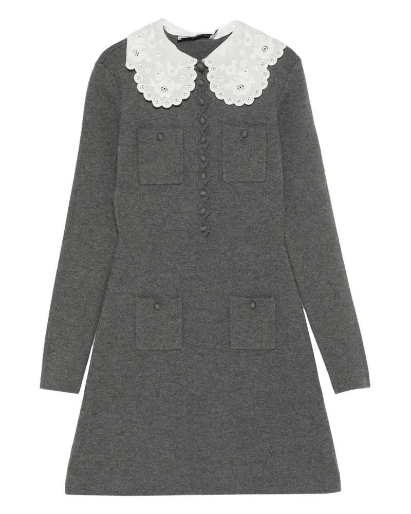 Self-Portrait Minikleid mit Spitzenkragen - Grau Grau