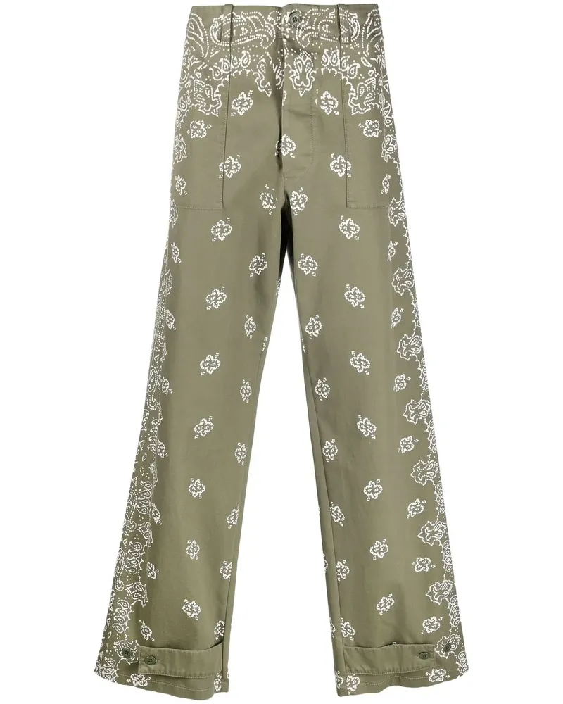 Amiri Gerade Hose mit Bandana-Print - Grün Grün