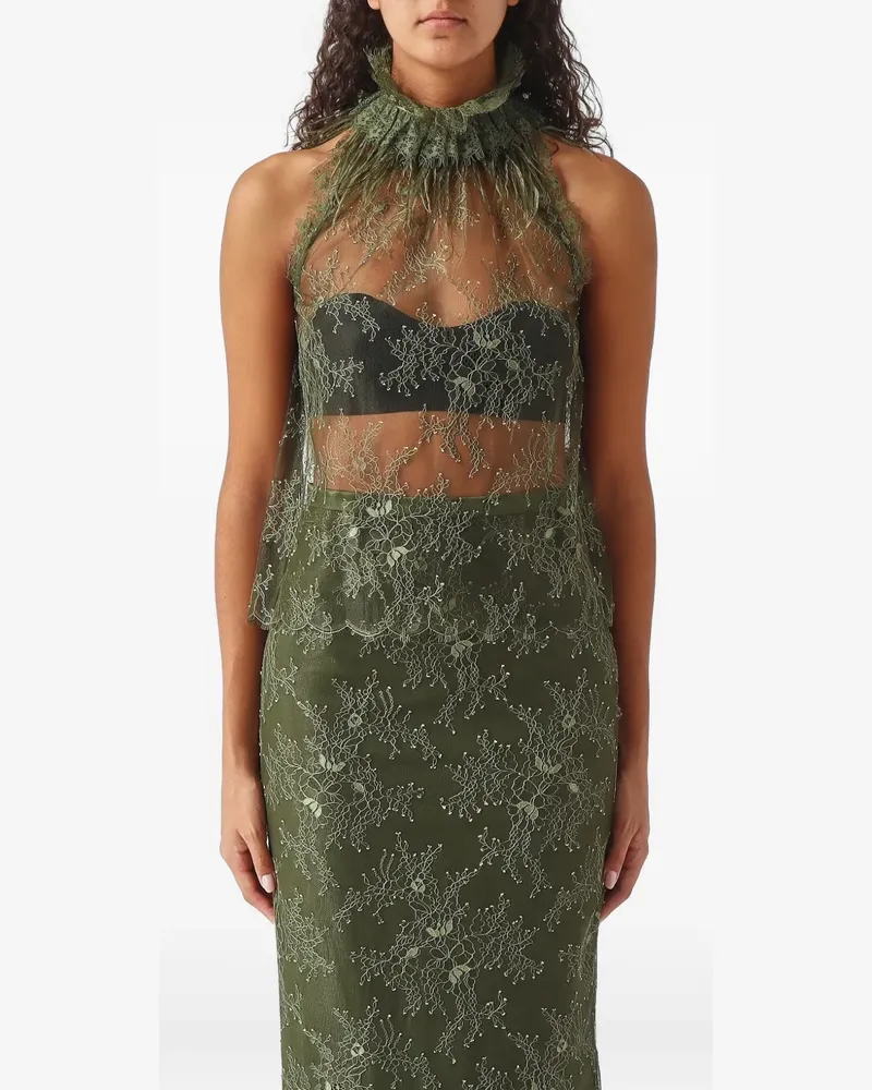 NENETTE Felix lace feather-trim top - Grün Grün