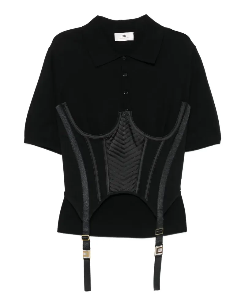 Elisabetta Franchi Poloshirt aus geripptem Strick - Schwarz Schwarz
