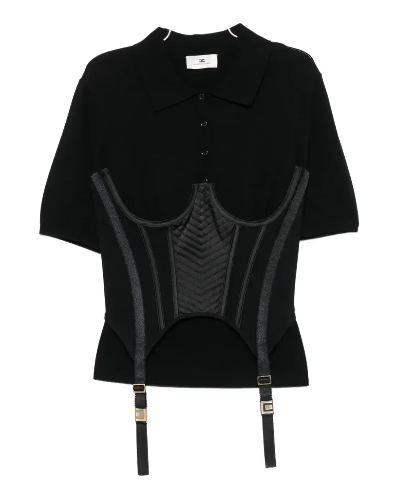 Elisabetta Franchi Poloshirt aus geripptem Strick - Schwarz Schwarz