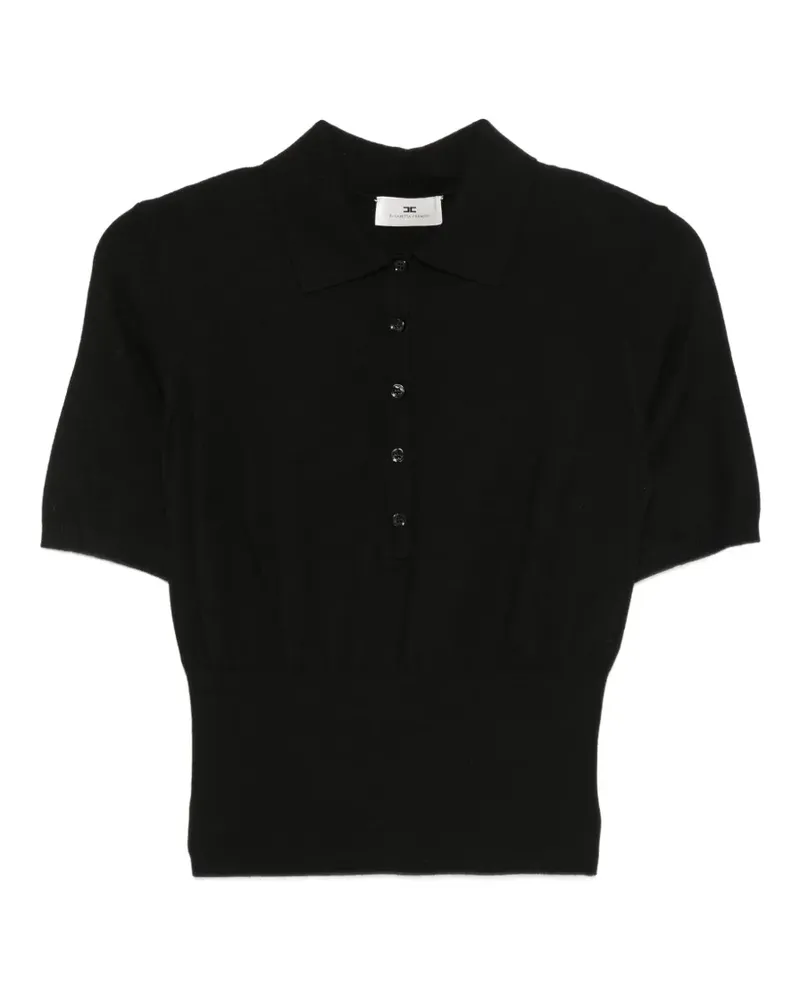 Elisabetta Franchi Poloshirt aus geripptem Strick - Schwarz Schwarz