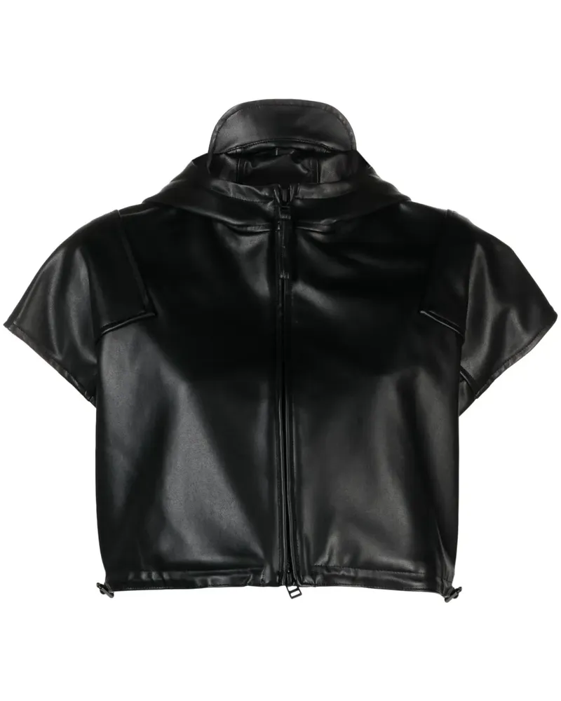 Issey Miyake Straight Seams Cropped-Kapuzenjacke - Schwarz Schwarz
