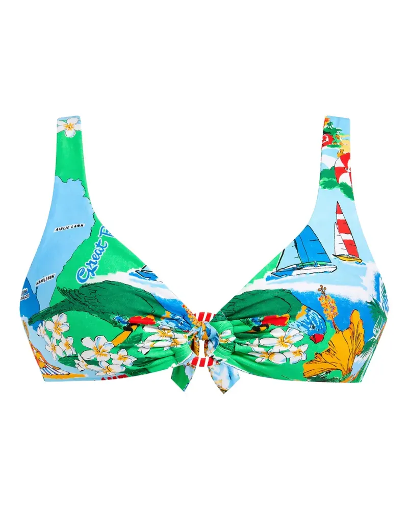 Seafolly Australia graphic-print ring-detail bikini top - Grün Grün